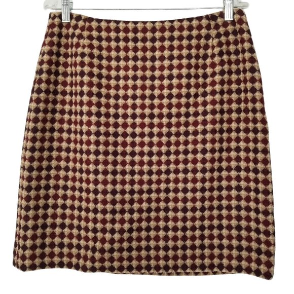 Eddie Bauer Dresses & Skirts - Eddie Bauer Burgundy & Tan 100% Wool Pencil Skirt Size 12